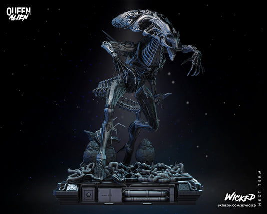 Alien Queen Sculpture - by Wicked 3D - Tabletop RPG Miniature - Roleplaying 3D Printed Fantasy Mini