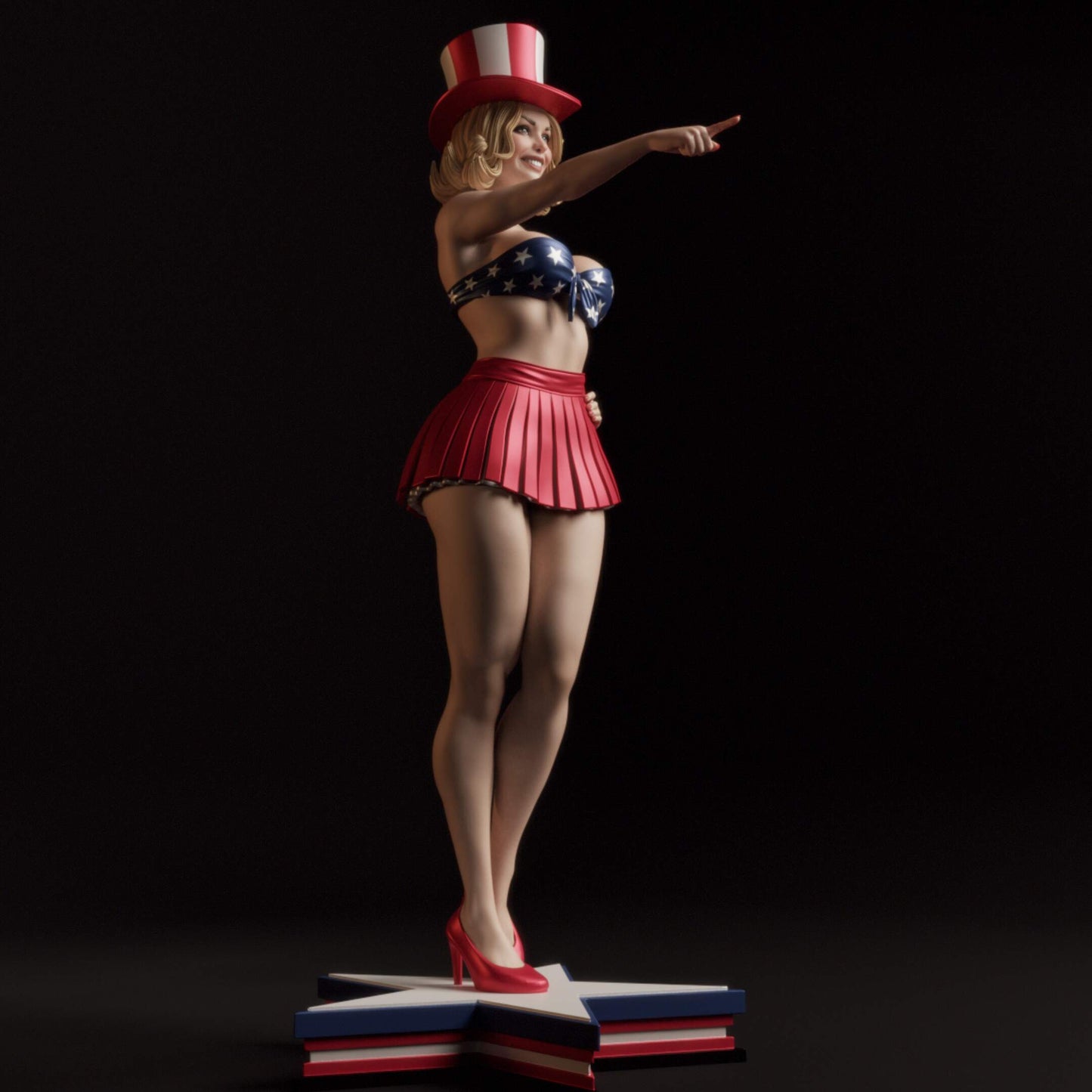 All-American Bombshell Sculpture (75mm to 500mm) - Unassembled/Unpainted/3D Print