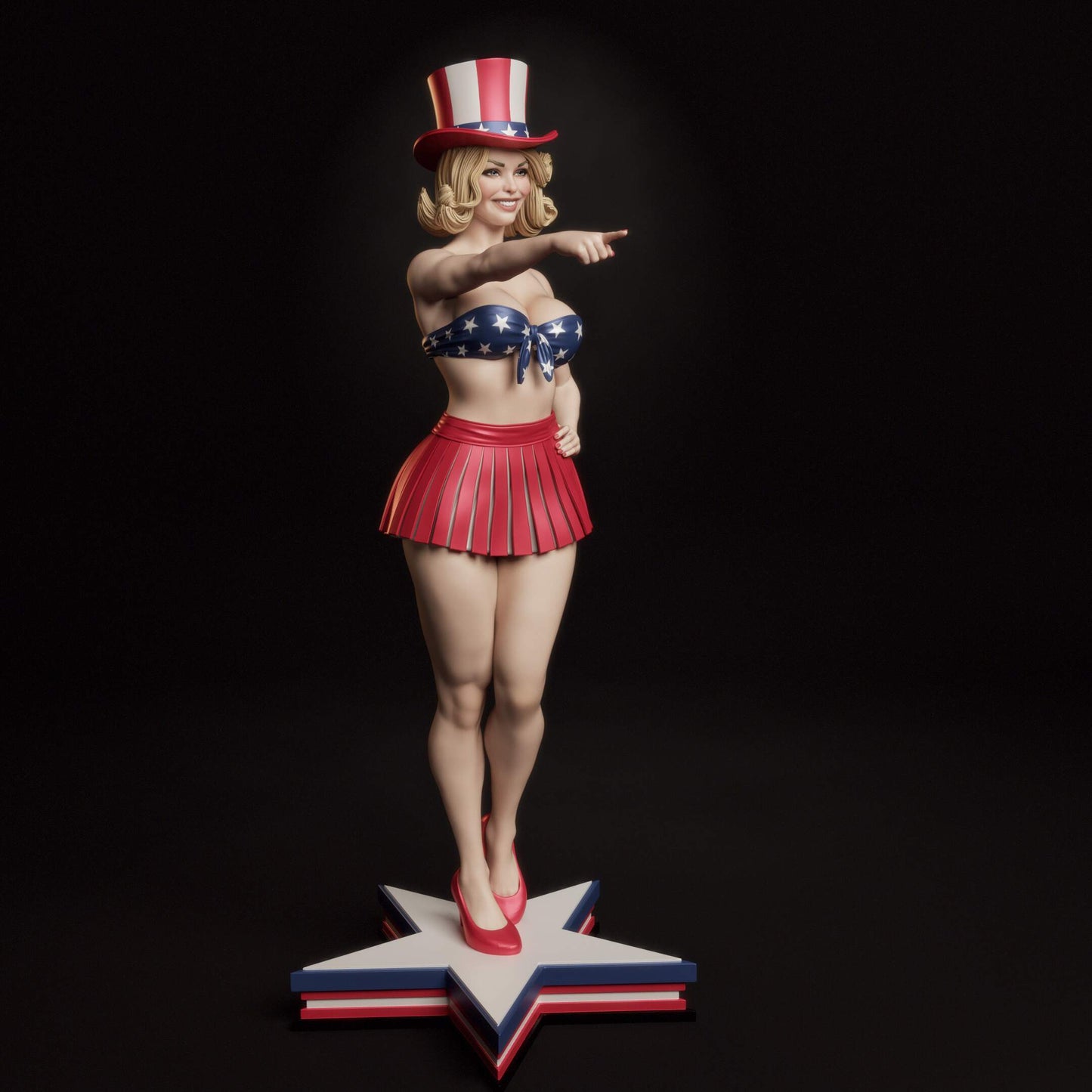 All-American Bombshell Sculpture (75mm to 500mm) - Unassembled/Unpainted/3D Print