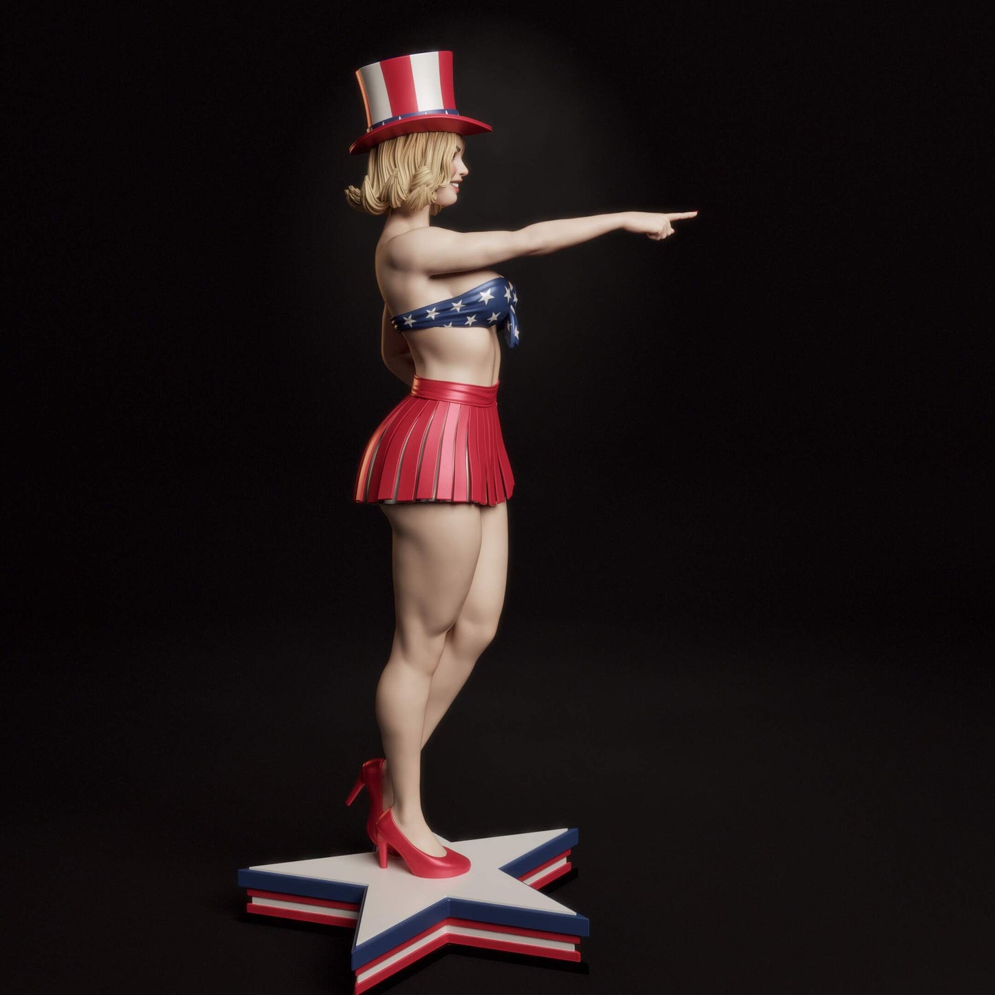 All-American Bombshell Sculpture (75mm to 500mm) - Unassembled/Unpainted/3D Print