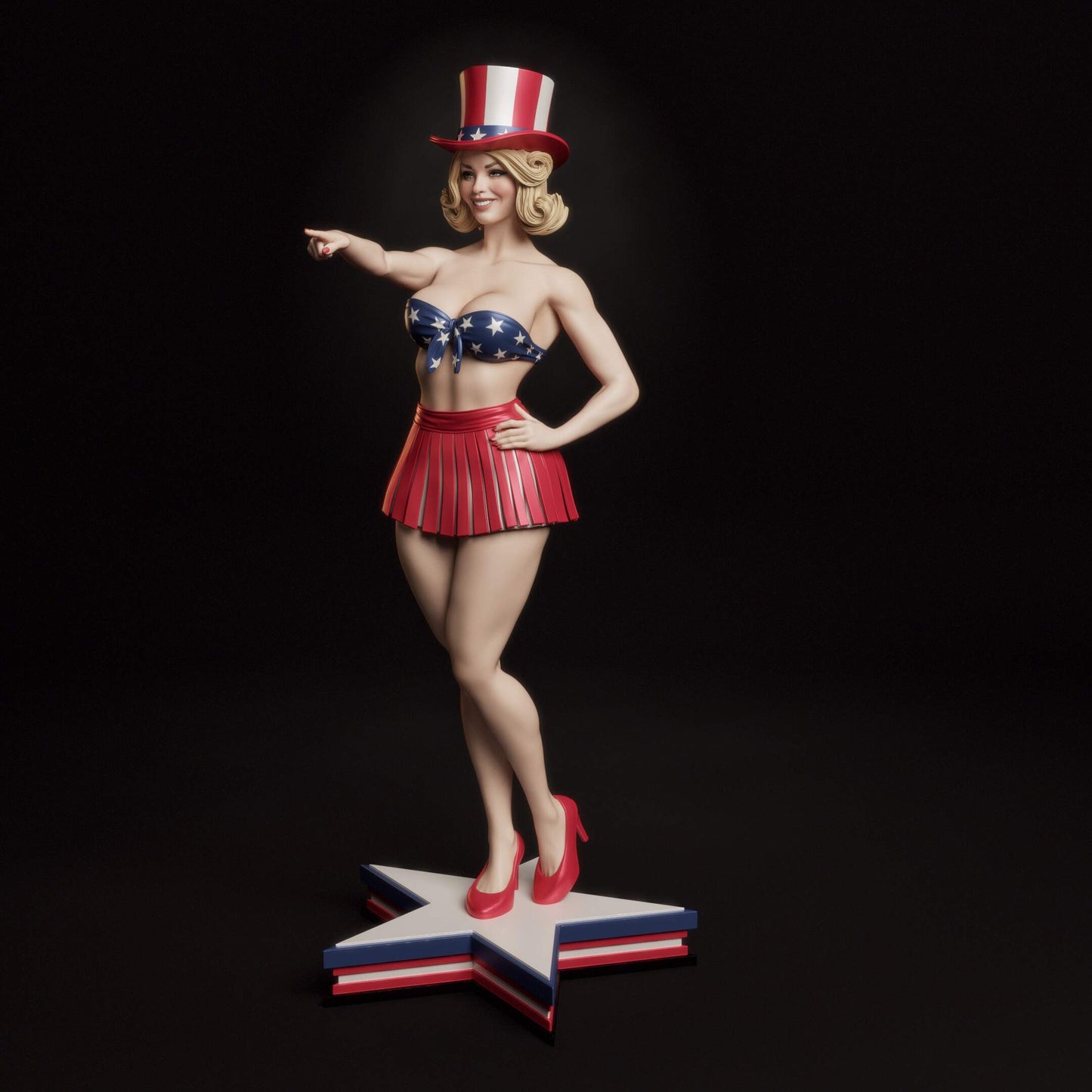All-American Bombshell Sculpture (75mm to 500mm) - Unassembled/Unpainted/3D Print
