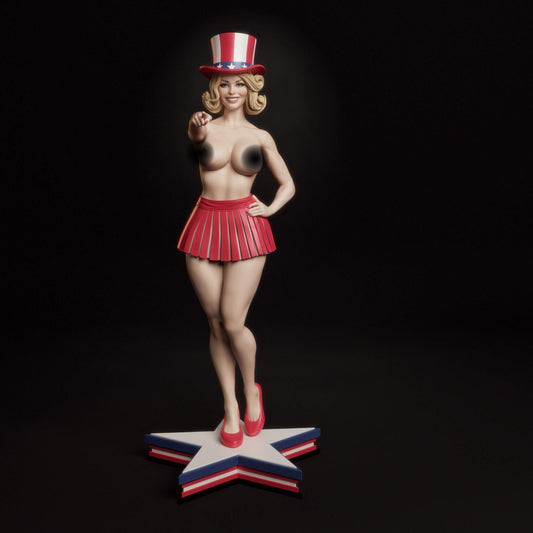 All-American Bombshell NSFW Sculpture (75mm to 500mm) - Unassembled/Unpainted/3D Print