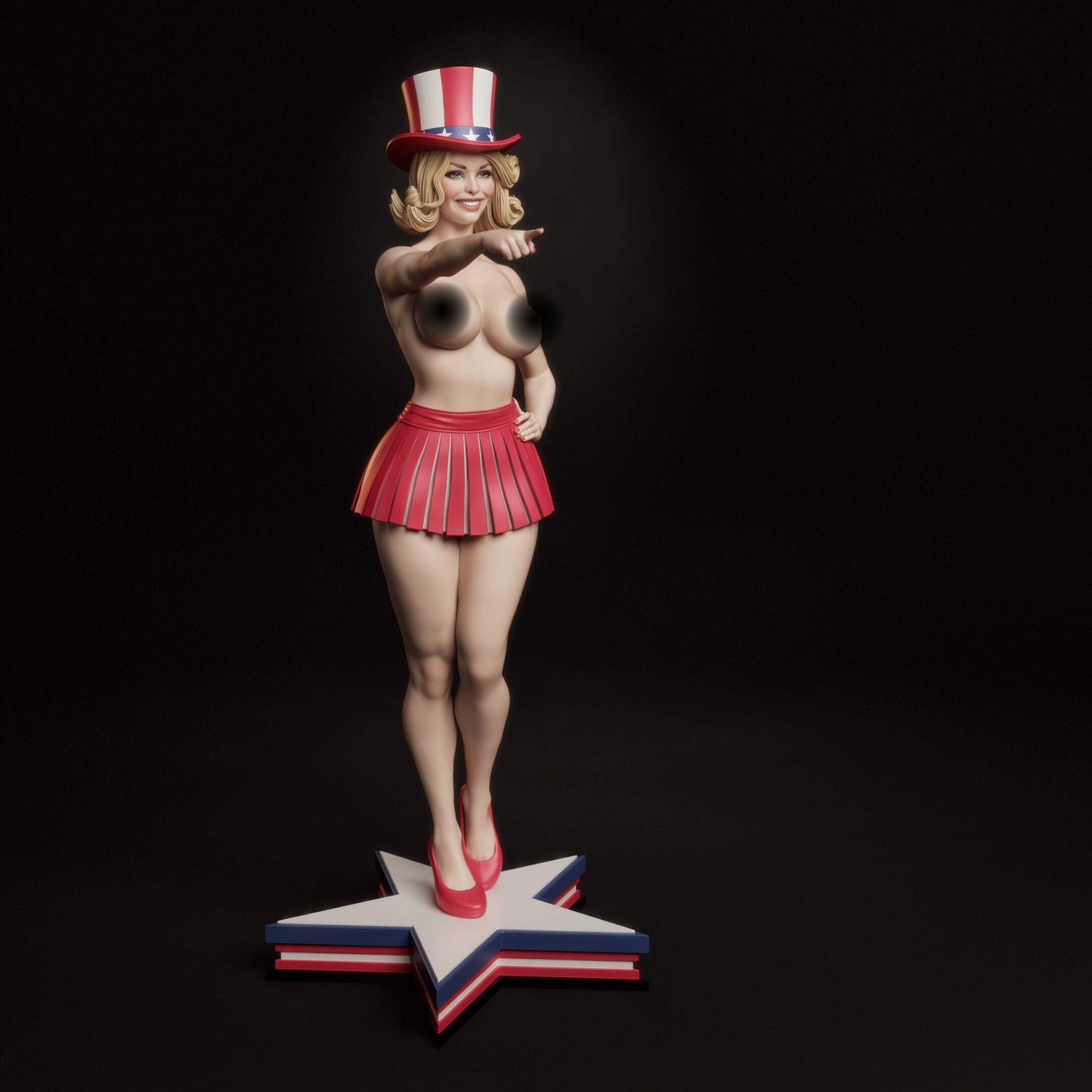 All-American Bombshell NSFW Sculpture (75mm to 500mm) - Unassembled/Unpainted/3D Print