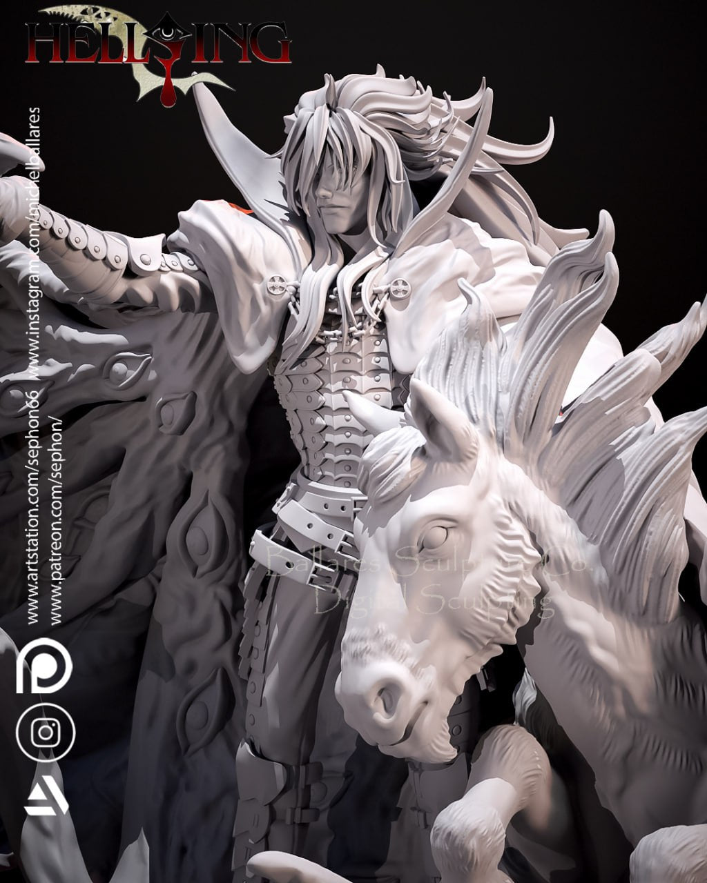 Alucard Hellsing Diorama - by Creative Geek - Tabletop RPG Miniature - Roleplaying 3D Printed Fantasy Mini