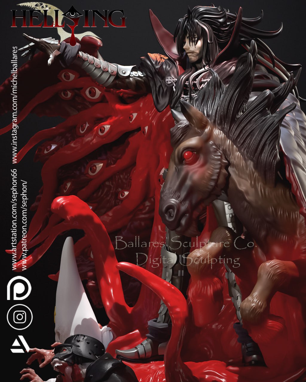 Alucard Hellsing Diorama - by Creative Geek - Tabletop RPG Miniature - Roleplaying 3D Printed Fantasy Mini