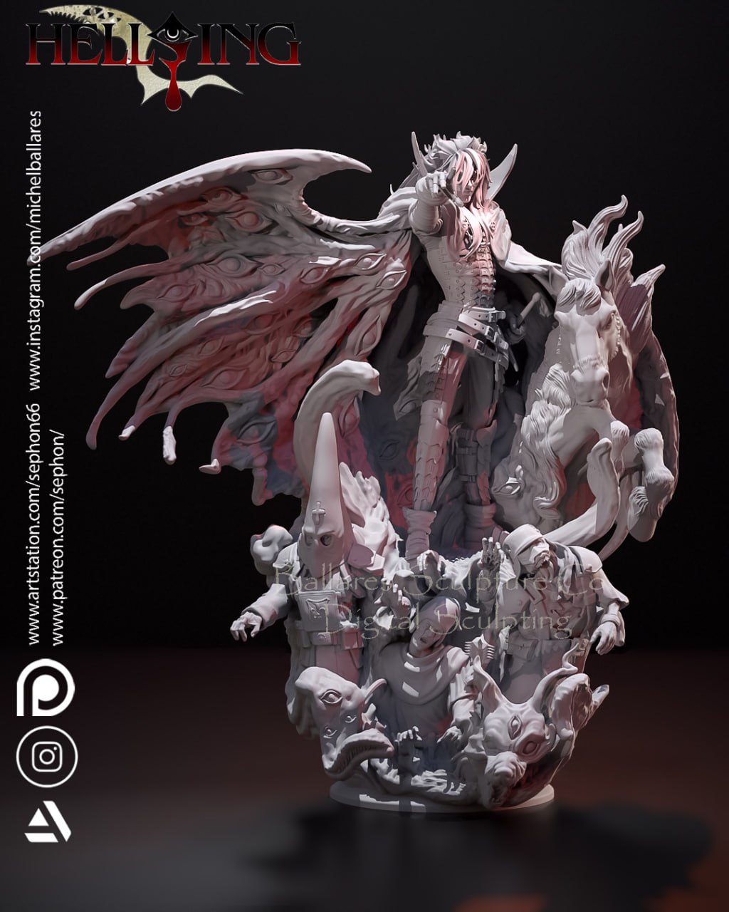 Alucard Hellsing Diorama - by Creative Geek - Tabletop RPG Miniature - Roleplaying 3D Printed Fantasy Mini