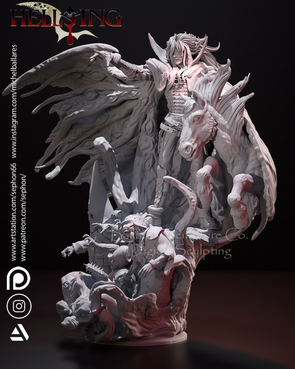 Alucard Hellsing Diorama - by Creative Geek - Tabletop RPG Miniature - Roleplaying 3D Printed Fantasy Mini