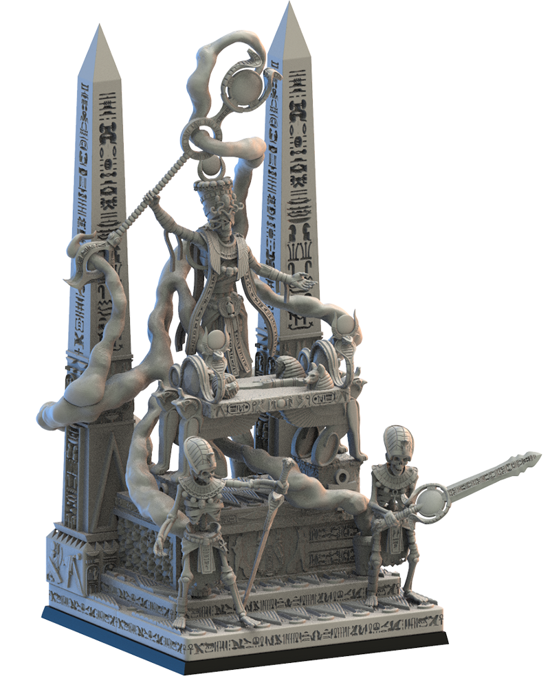 Amenophis on Canopic Altar - Tomb Kings - Compatible with Warhammer 40K - by Lost Kingdom - Tabletop RPG Miniature - Roleplaying 3D Printed Fantasy Mini