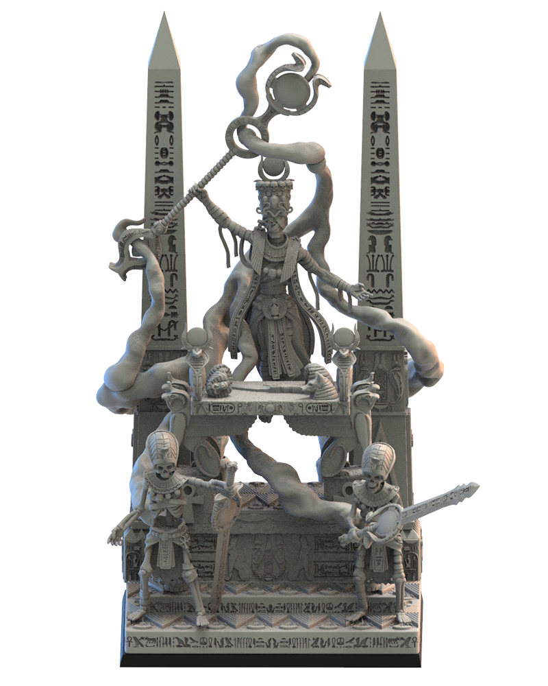 Amenophis on Canopic Altar - Tomb Kings - Compatible with Warhammer 40K - by Lost Kingdom - Tabletop RPG Miniature - Roleplaying 3D Printed Fantasy Mini