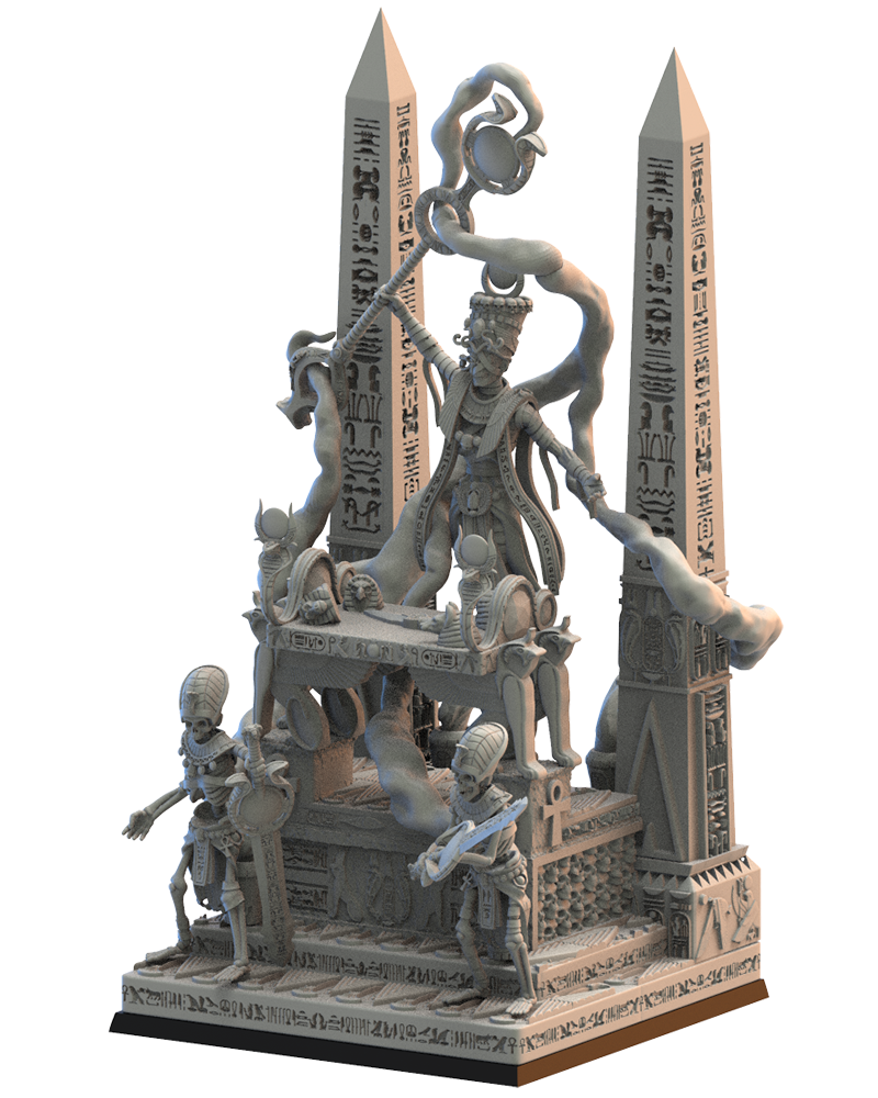 Amenophis on Canopic Altar - Tomb Kings - Compatible with Warhammer 40K - by Lost Kingdom - Tabletop RPG Miniature - Roleplaying 3D Printed Fantasy Mini