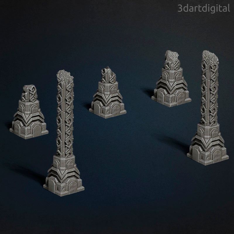 Ancient Columns - Terrai - by 3dartDigital - Tabletop RPG Miniature - Roleplaying 3D Printed Fantasy Mini