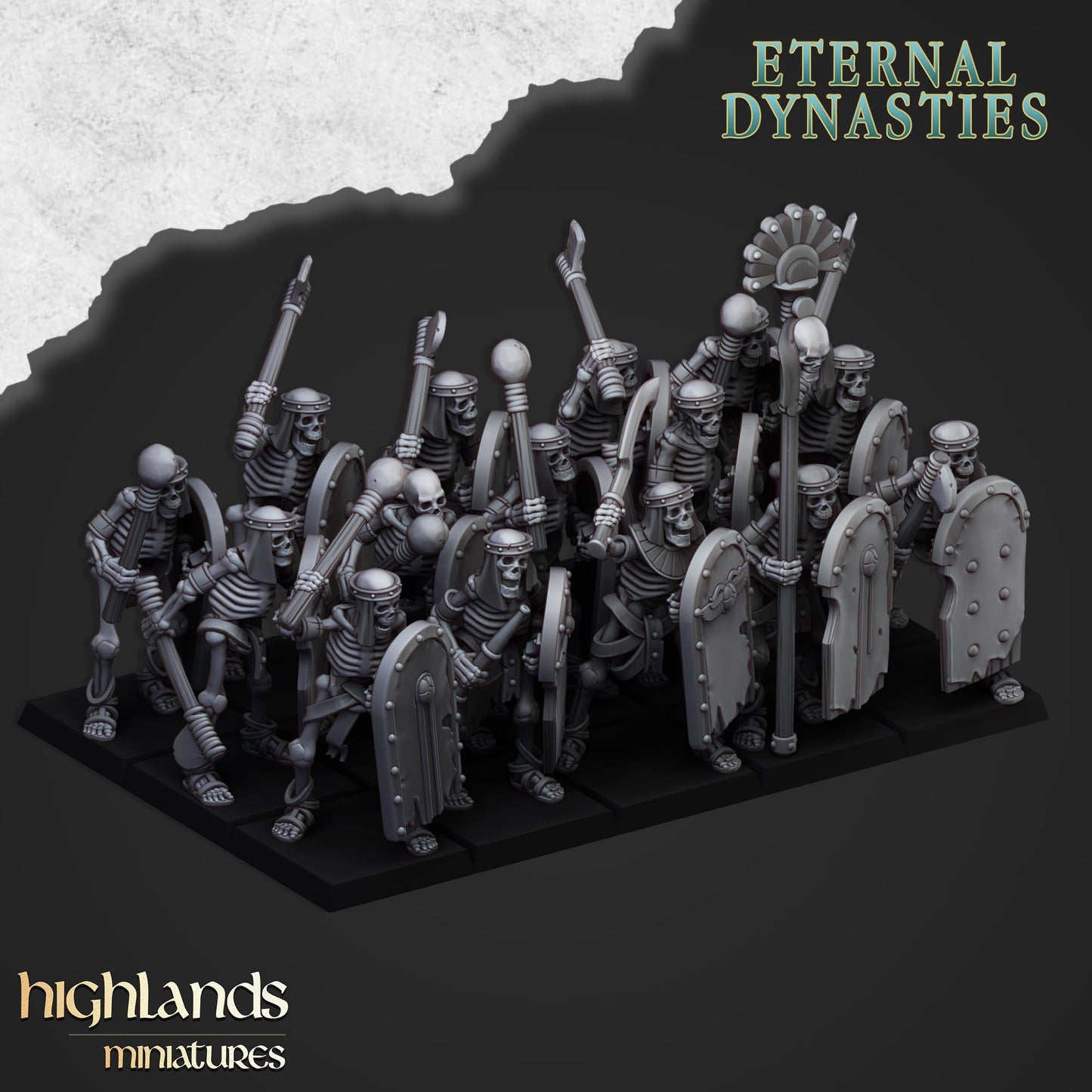 Ancient Skeletons with Hand Weapons - by Highland Miniatures- Tabletop RPG Miniature - Roleplaying 3D Printed Fantasy Mini