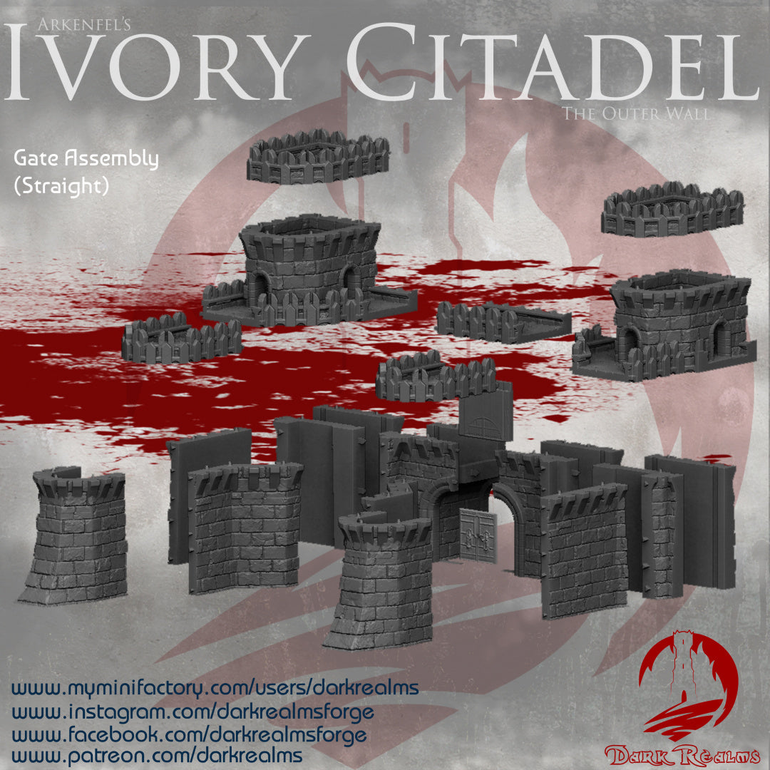 Arkenfel - Ivory Citadel - Outer Wall - by Dark Realms - Tabletop RPG Miniature - Roleplaying 3D Printed Fantasy Mini