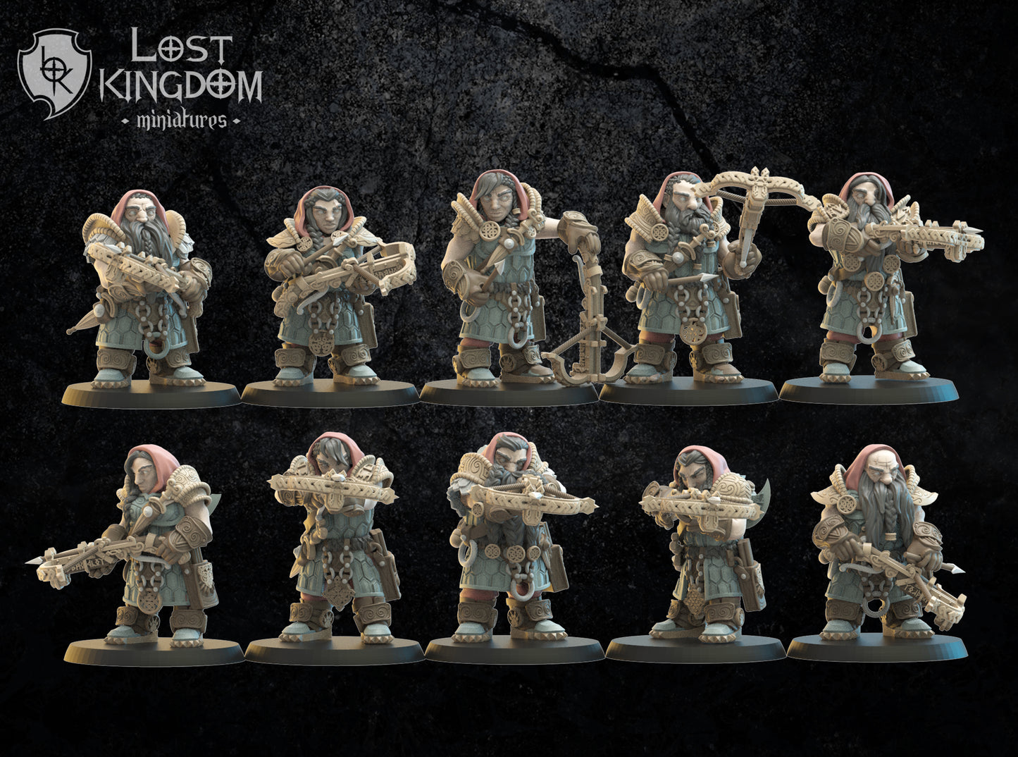 Armbrost Guard Regiment - Dwarves - Lord of the Rings - The Hobbit - Dungeons and Dragons - by Lost Kingdom - Tabletop RPG Miniature - Roleplaying 3D Printed Fantasy Mini