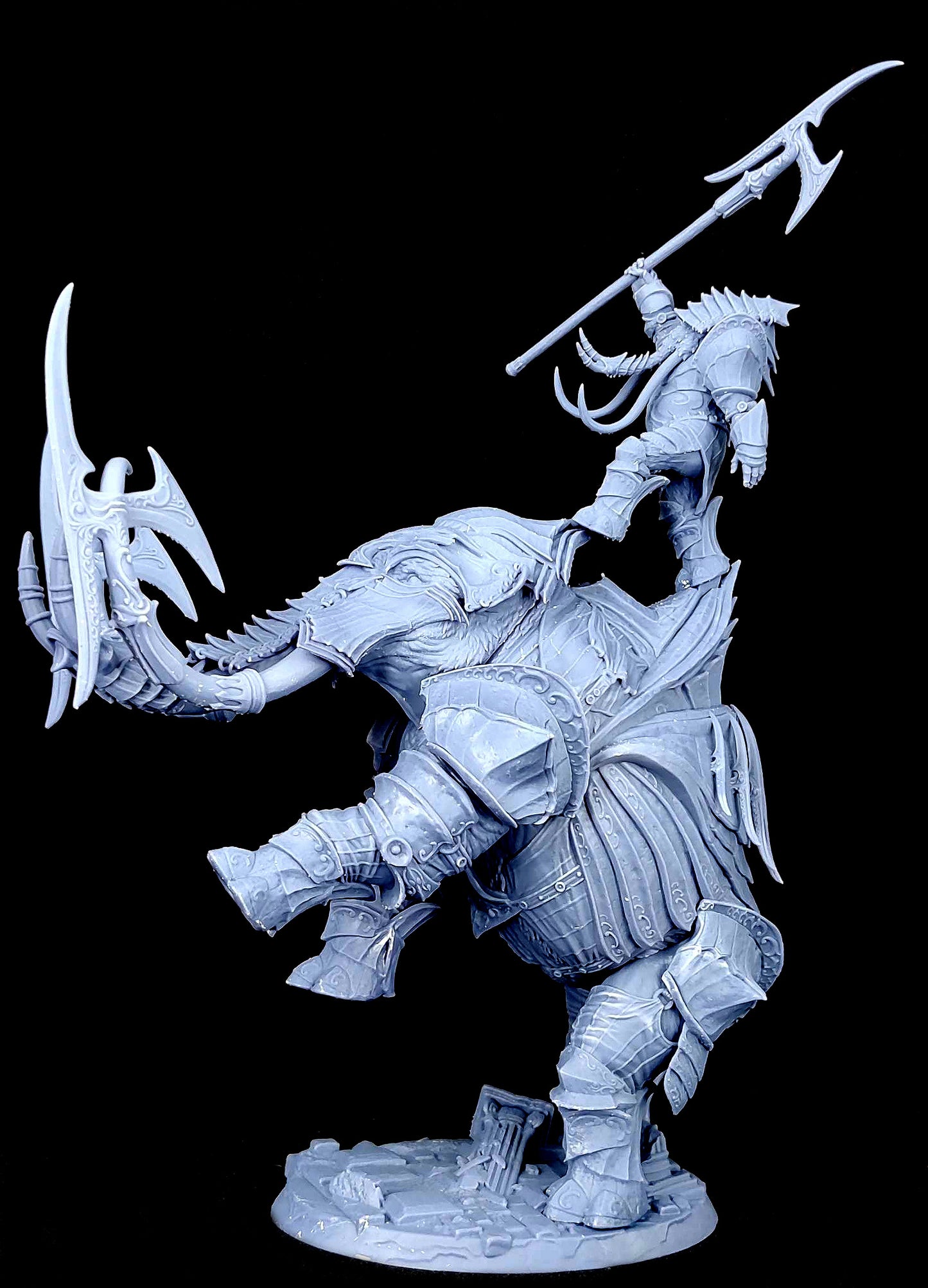 Armored Mammoth and Mammoth Rider Pose 2 - by Mini Monster Mayhem- Tabletop RPG Miniature - Roleplaying 3D Printed Fantasy Mini