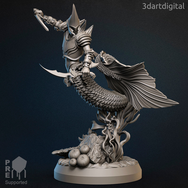 Arqus Wavesplitter - Merman - Compatible with Warhammer 40K - by 3Dartguy- Tabletop RPG Miniature - Roleplaying 3D Printed Fantasy Mini