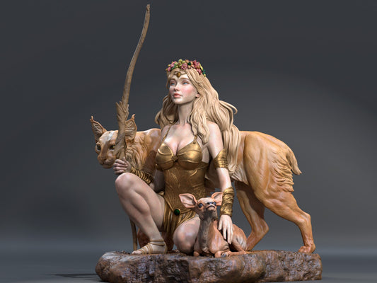 Artemis - Goddess of the Hunt Sculpture - CA_3DArt- Tabletop RPG Miniature - Roleplaying 3D Printed Fantasy Mini