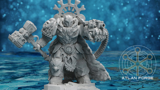 Asgardian Aegis Captain Pose 4 - Compatible with Warhammer 40K - by Atlan Forge - Tabletop RPG Miniature - Roleplaying 3D Printed Fantasy Mini