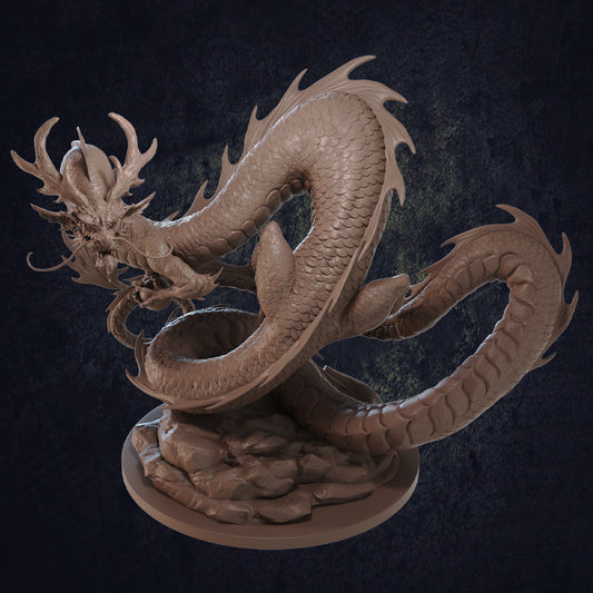 Asian Fire Dragon - Dungeons and Dragons - by Dragon Trappers Lodge - Tabletop RPG Miniature - Roleplaying 3D Printed Fantasy Mini