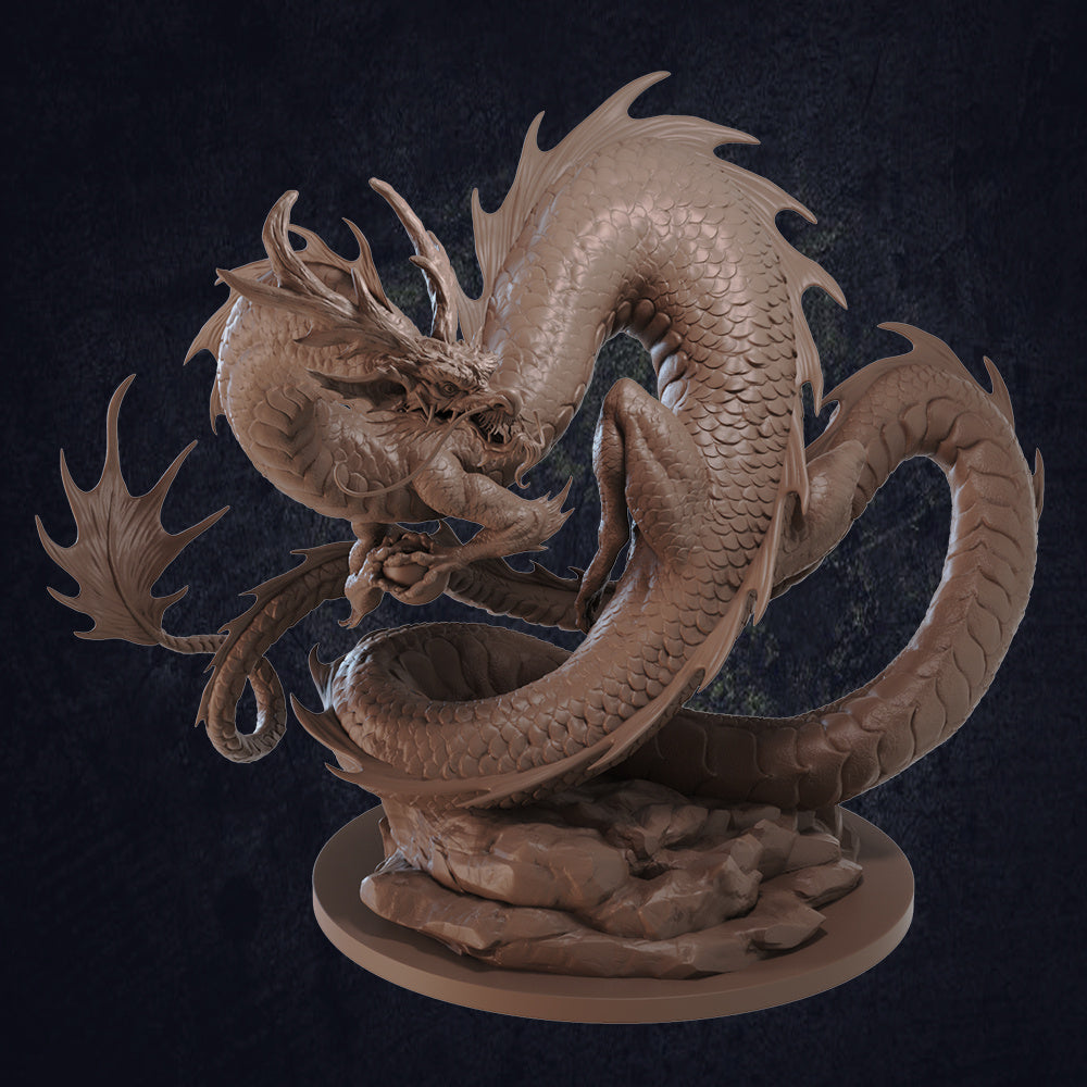 Asian Fire Dragon - Dungeons and Dragons - by Dragon Trappers Lodge - Tabletop RPG Miniature - Roleplaying 3D Printed Fantasy Mini