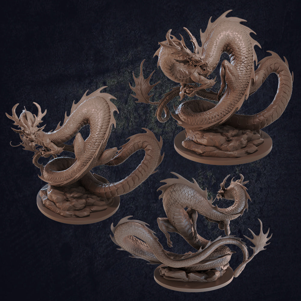 Asian Fire Dragon - Dungeons and Dragons - by Dragon Trappers Lodge - Tabletop RPG Miniature - Roleplaying 3D Printed Fantasy Mini