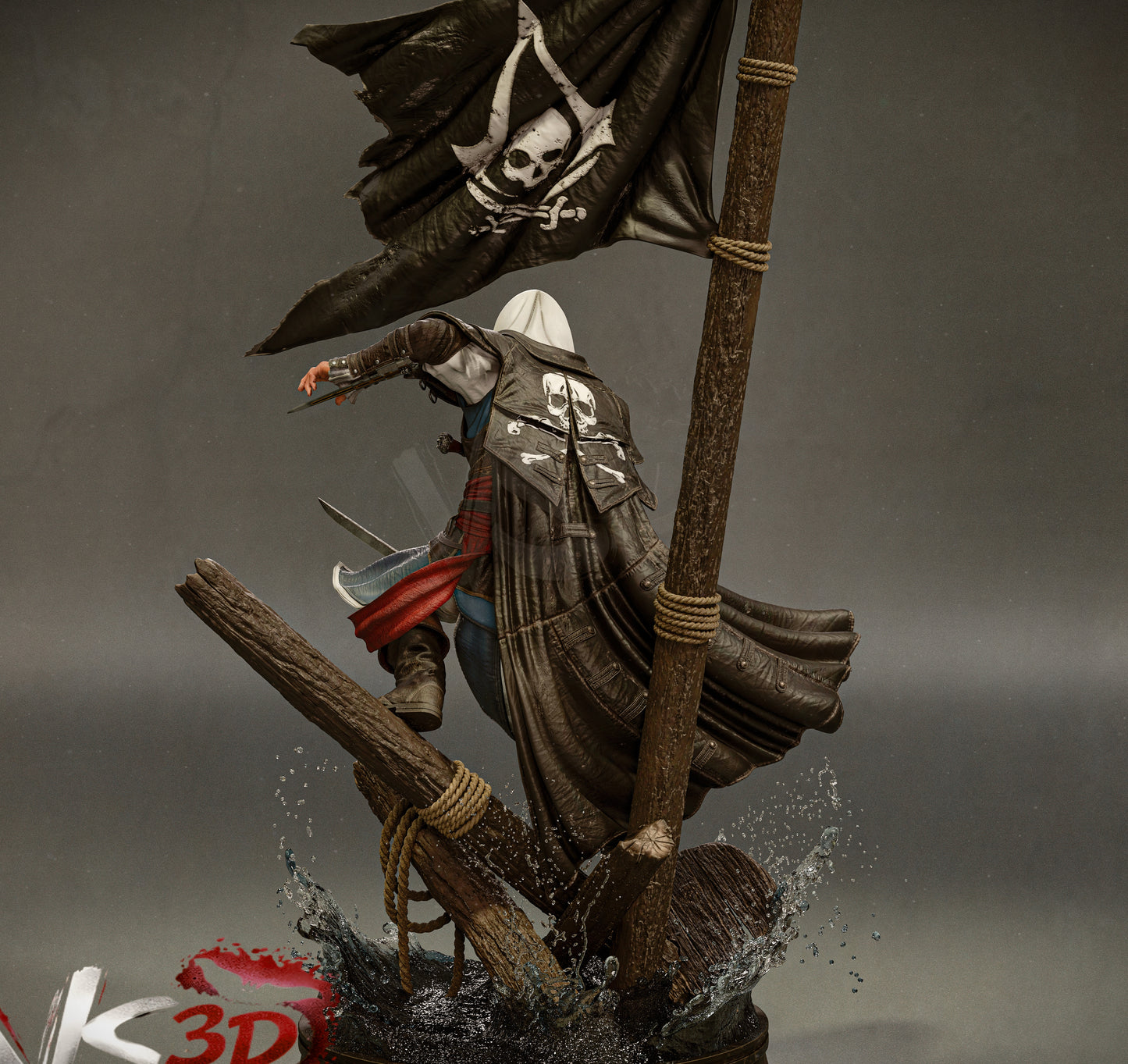 Assassin Creed; Captain Edward Kenway Sculpture (75mm to 500mm) - Unassembled/Unpainted/3D Print