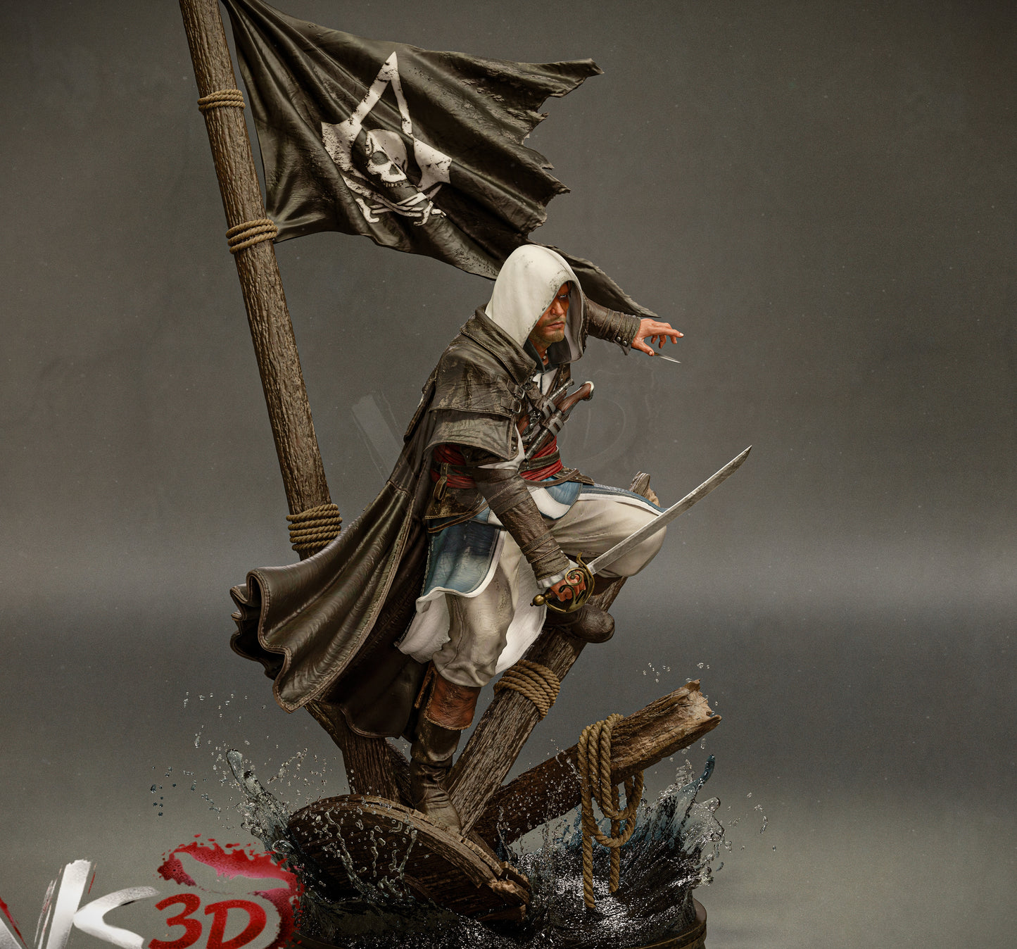 Assassin Creed; Captain Edward Kenway Sculpture (75mm to 500mm) - Unassembled/Unpainted/3D Print