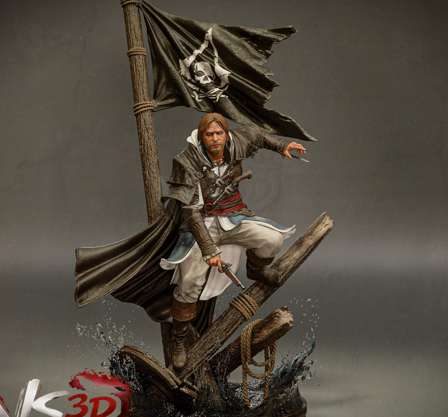 Assassin Creed; Captain Edward Kenway Sculpture (75mm to 500mm) - Unassembled/Unpainted/3D Print