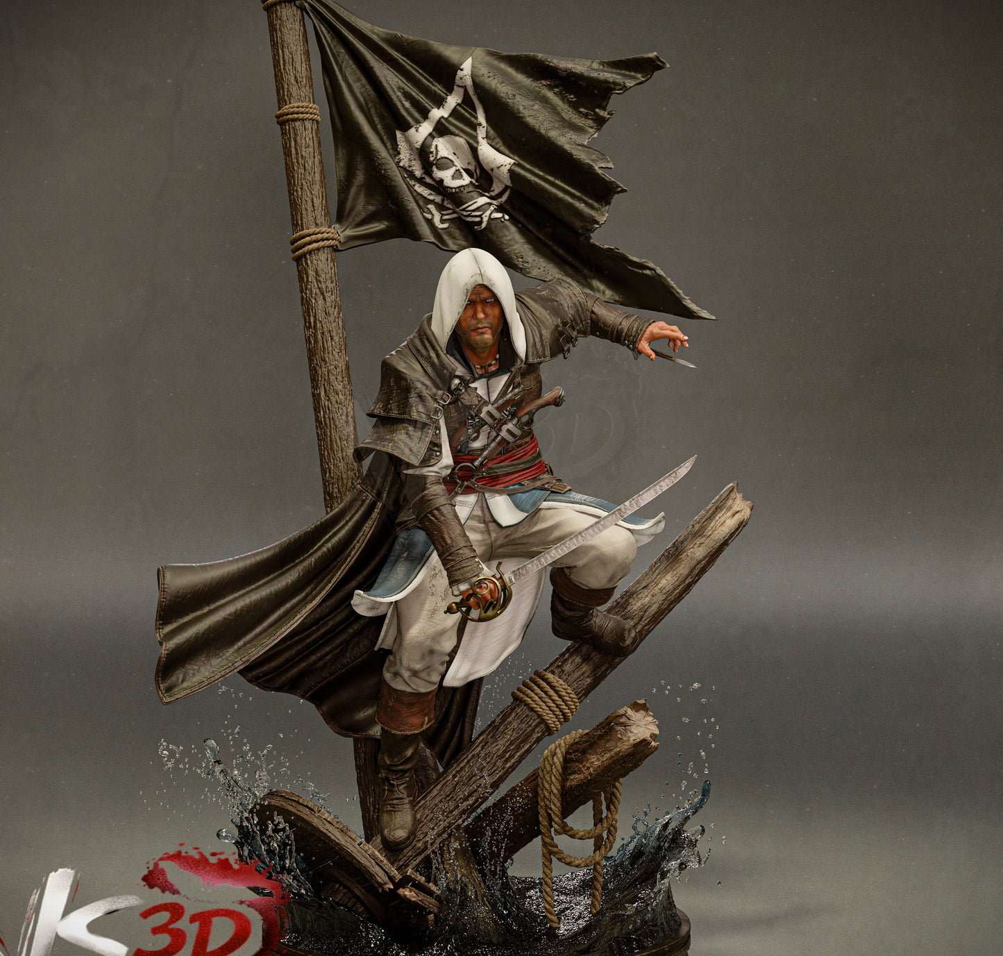 Assassin Creed; Captain Edward Kenway Sculpture (75mm to 500mm) - Unassembled/Unpainted/3D Print