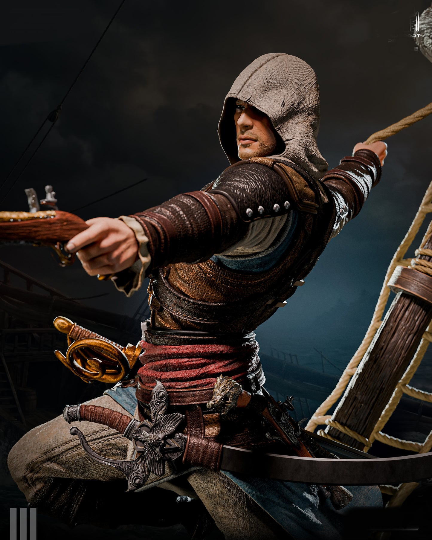 Edward Kenway Assassin’s Creed IV: Black Flag Sculpture (75mm to 500mm) - Unassembled/Unpainted/3D Print