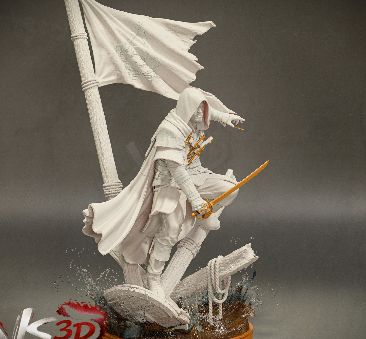 Assassin Creed; Captain Edward Kenway Sculpture (75mm to 500mm) - Unassembled/Unpainted/3D Print