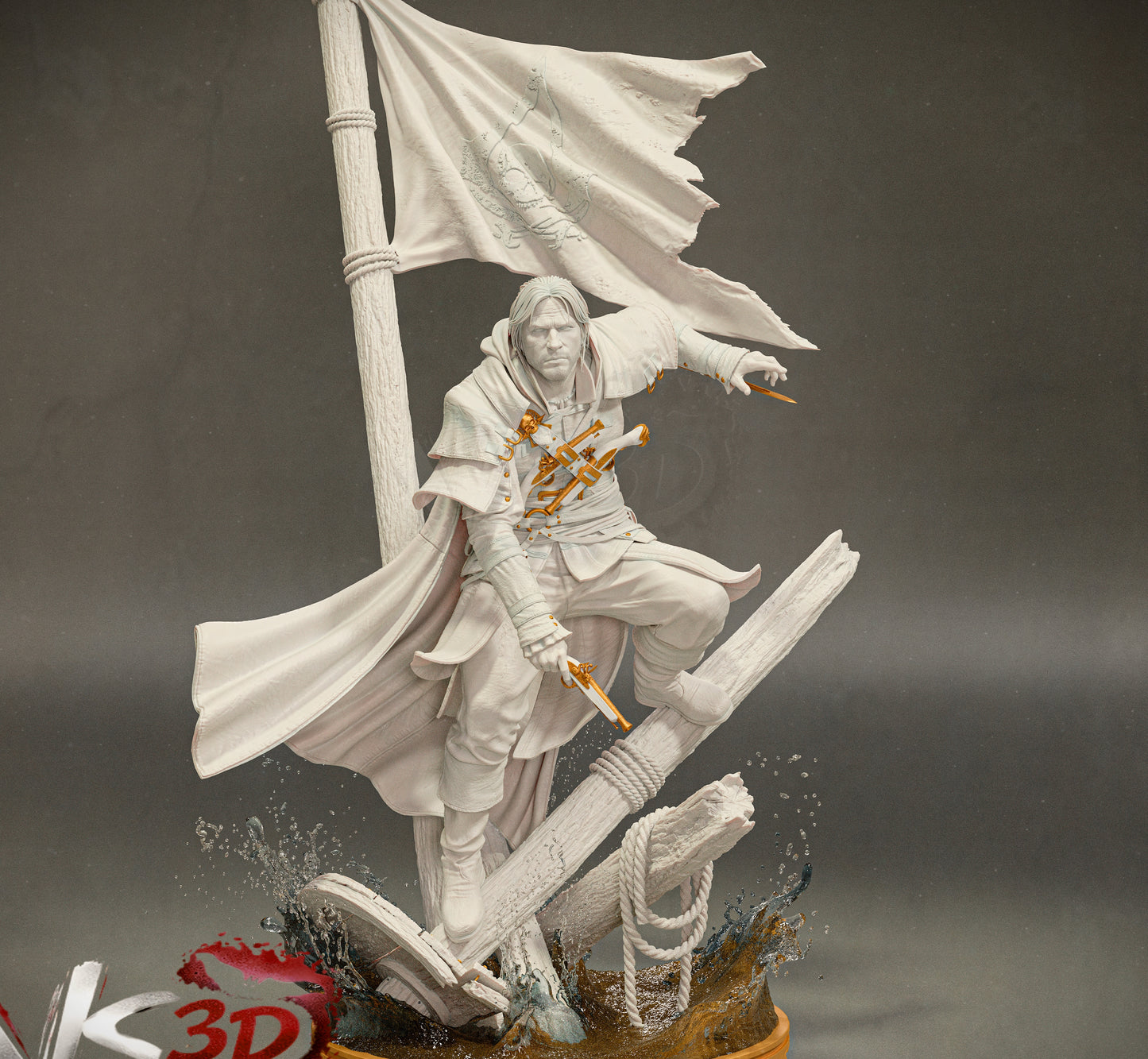 Assassin Creed; Captain Edward Kenway Sculpture (75mm to 500mm) - Unassembled/Unpainted/3D Print