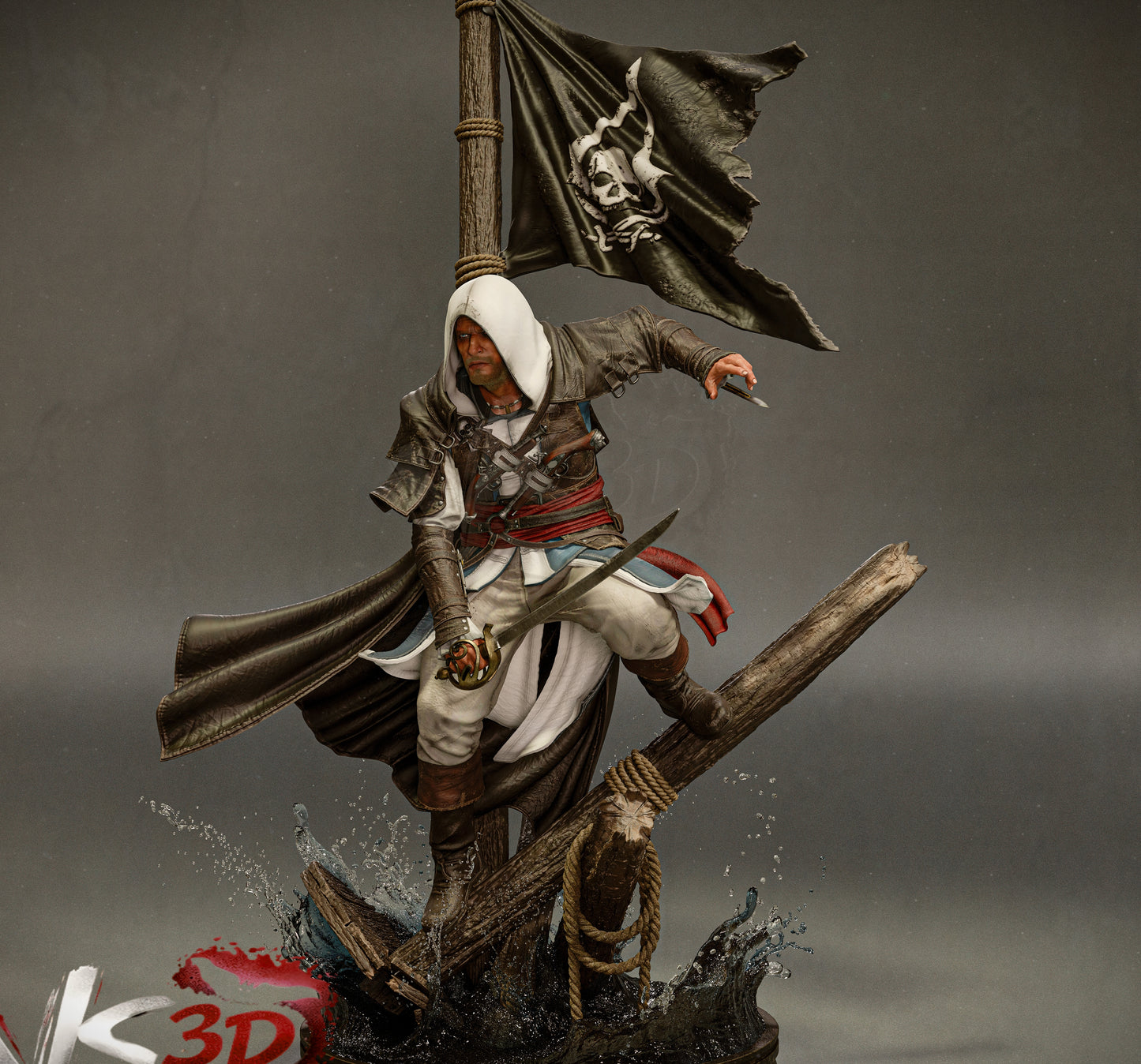 Assassin Creed; Captain Edward Kenway Sculpture (75mm to 500mm) - Unassembled/Unpainted/3D Print