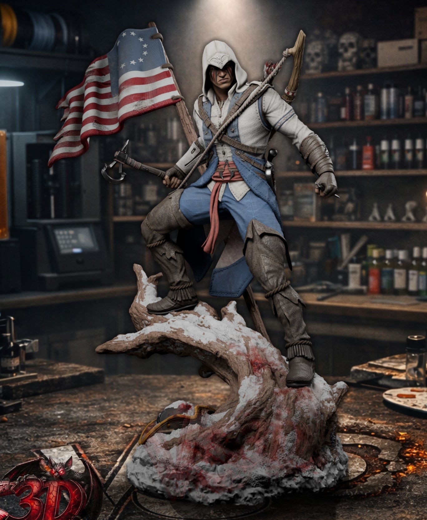 Assassin Creed III; Captain Edward Kenway Sculpture (75mm to 500mm) - Unassembled/Unpainted/3D Print