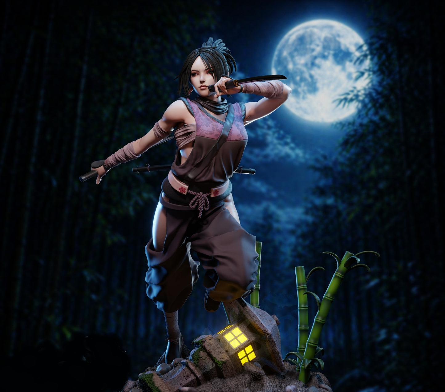 Ayame- Tenchu Fatal Shadows Sculpture (75mm to 500mm) - Unassembled/Unpainted/3D Print
