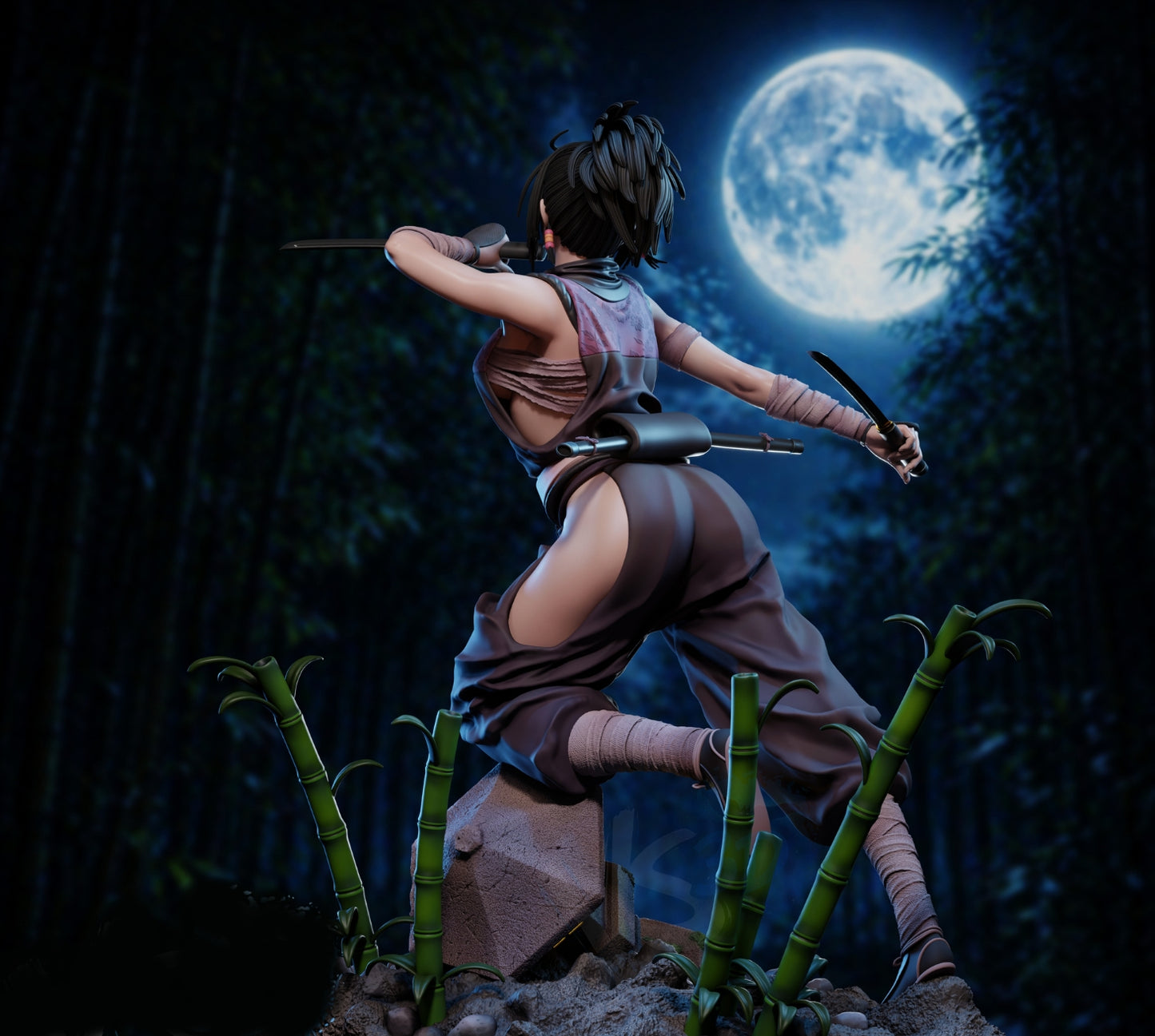Ayame- Tenchu Fatal Shadows Sculpture (75mm to 500mm) - Unassembled/Unpainted/3D Print