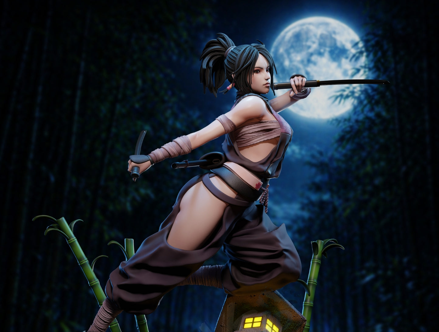 Ayame- Tenchu Fatal Shadows Sculpture (75mm to 500mm) - Unassembled/Unpainted/3D Print