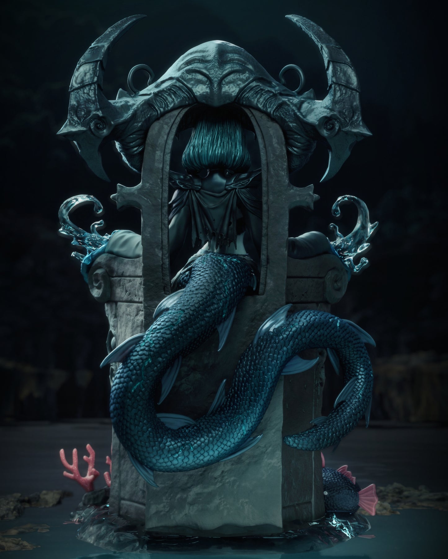 Azashara The Drowned Princess Sculpture (75mm to 500mm) - Unassembled/Unpainted/3D Print