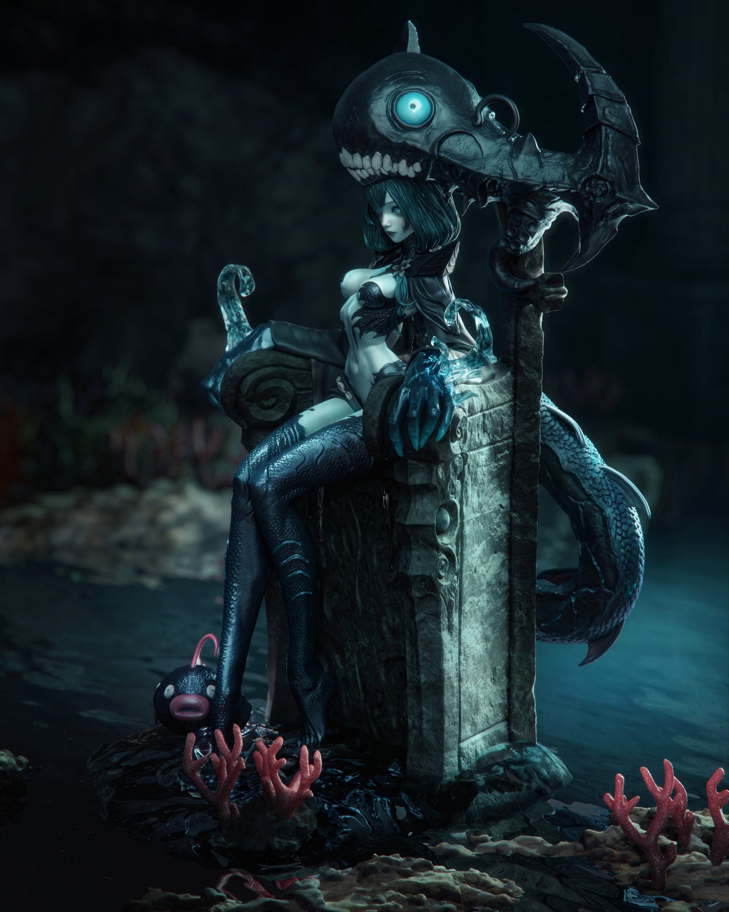 Azashara The Drowned Princess Sculpture (75mm to 500mm) - Unassembled/Unpainted/3D Print