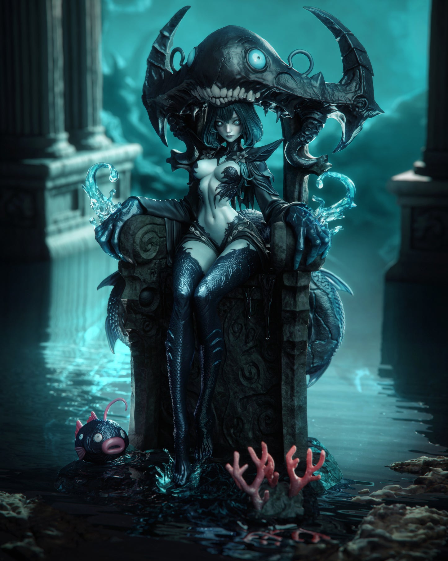 Azashara The Drowned Princess Sculpture (75mm to 500mm) - Unassembled/Unpainted/3D Print