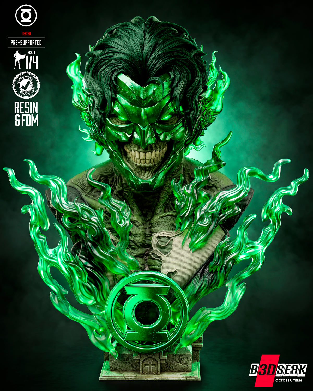 Green Lantern Sculpture(75mm to 500mm) - Unassembled/Unpainted/3D Print