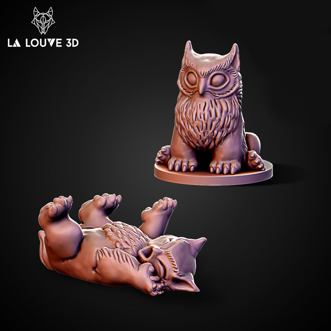 Baby Owl Bear - Baby Ursidae Bubo - by La Louvre - Tabletop RPG Miniature - Roleplaying 3D Printed Fantasy Mini