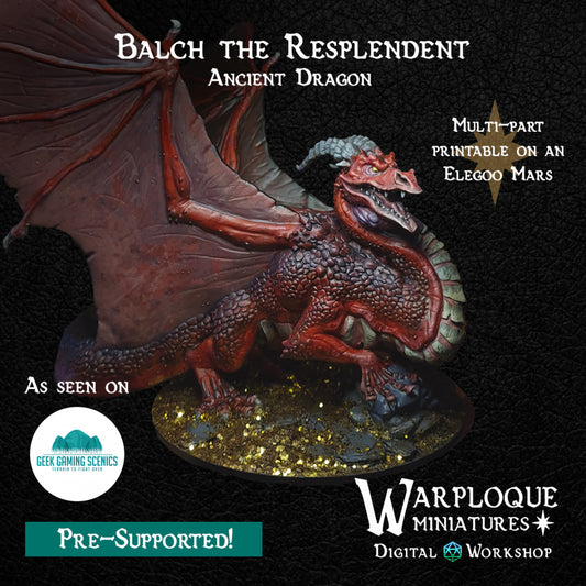 Balch the Resplendent - Ancient Dragon - Dungeons and Dragons - by Warp Minis- Tabletop RPG Miniature - Roleplaying 3D Printed Fantasy Mini