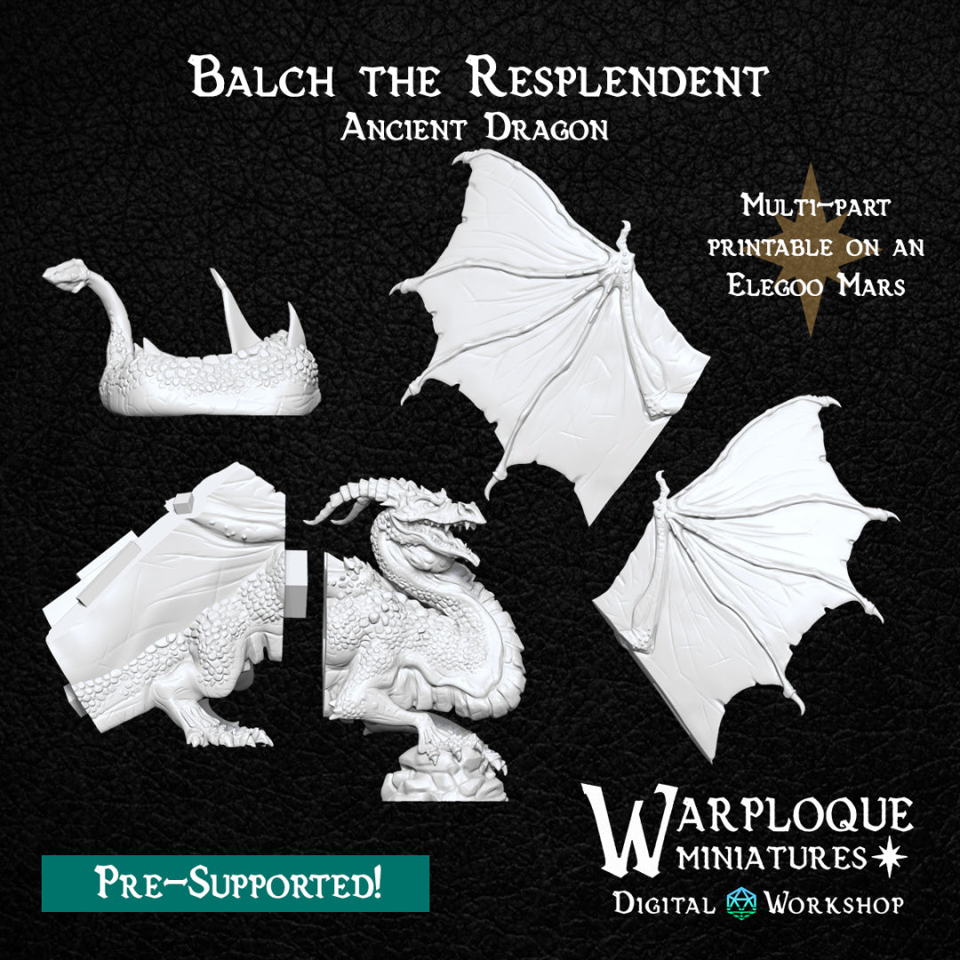 Balch the Resplendent - Ancient Dragon - Dungeons and Dragons - by Warp Minis- Tabletop RPG Miniature - Roleplaying 3D Printed Fantasy Mini