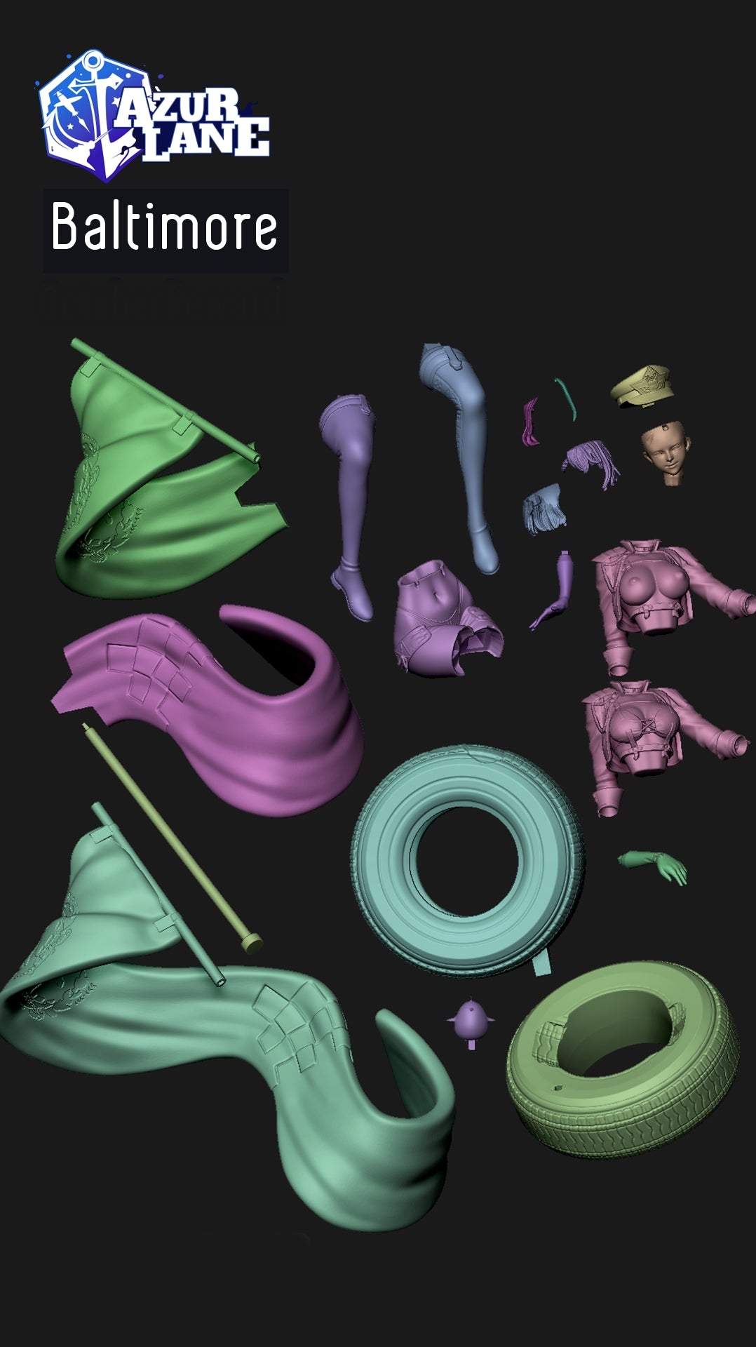 Baltimore SFW/NSFW Sculpture (75mm to 500mm) - Unassembled/Unpainted/3D Print