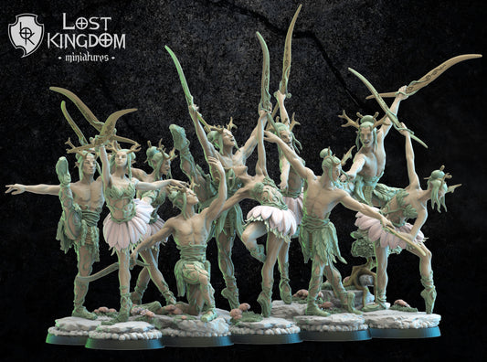 Wood Elf Blade Dancers - Bareetachi Dancers - Compatible with Warhammer 40K - by Lost Kingdom - Tabletop RPG Miniature - Roleplaying 3D Printed Fantasy Mini