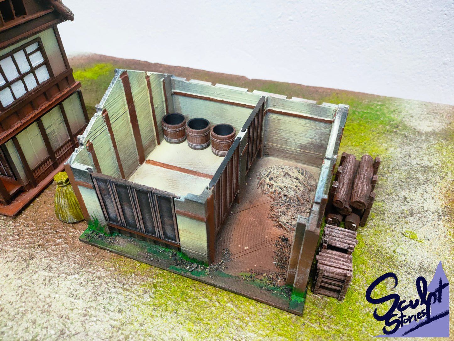 Barn House with Props - Terrain - by Village Hope Miniatures - Tabletop RPG Miniature - Roleplaying 3D Printed Fantasy Mini