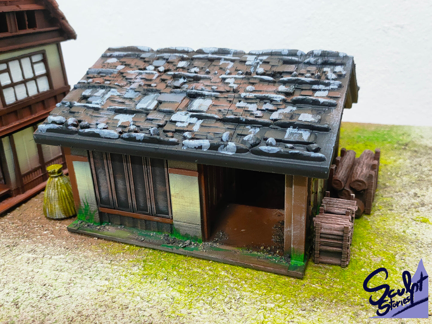 Barn House with Props - Terrain - by Village Hope Miniatures - Tabletop RPG Miniature - Roleplaying 3D Printed Fantasy Mini