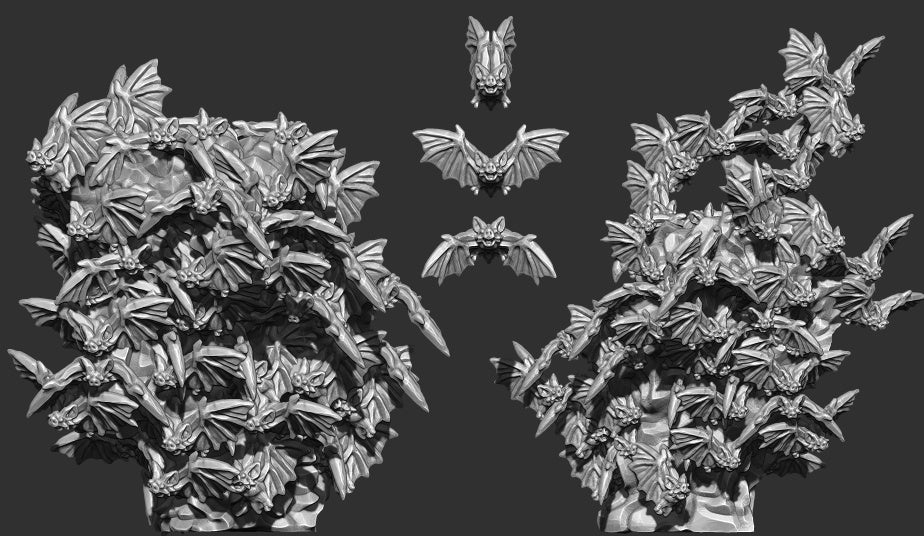 Bat Swarms - Dungeons and Dragons - by Warp Minis- Tabletop RPG Miniature - Roleplaying 3D Printed Fantasy Mini