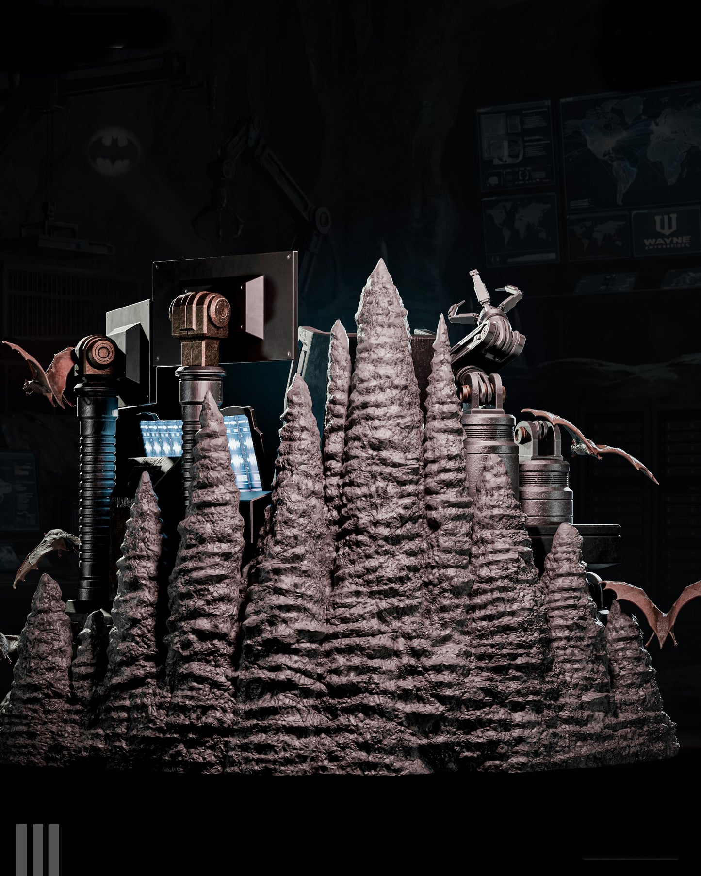 Bat in the Batcave Sculpture (75mm to 500mm) - Unassembled/Unpainted/3D Print